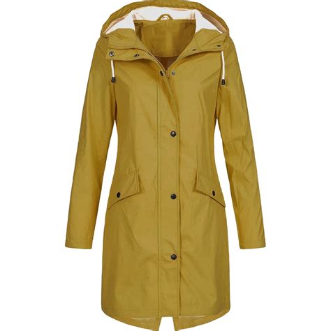 Women Light Rain Jacket Waterproof Active Outdoor Trench Raincoat with ...