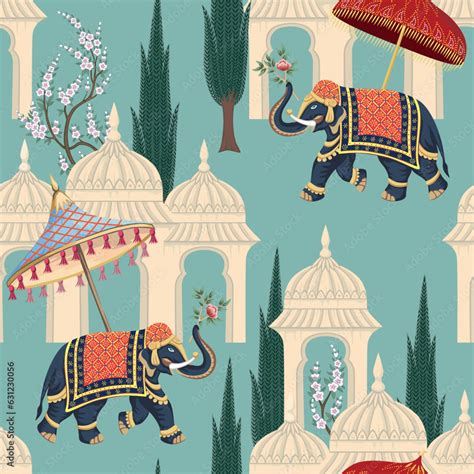 Elephant Tradition Structure Wallpaper – Myindianthings