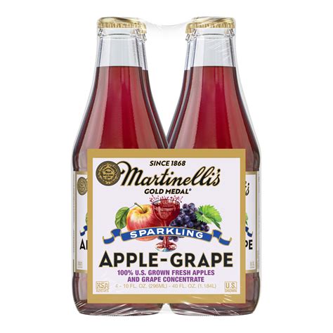 Martinelli's Gold Medal 100% Juice Sparkling Apple Grape, 10 Fluid ...