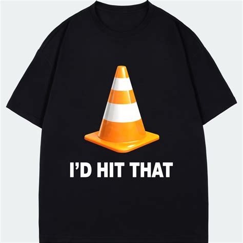 Crewneck T Shirt Black Traffic Cone I D Hit That Graphic Print Casual ...