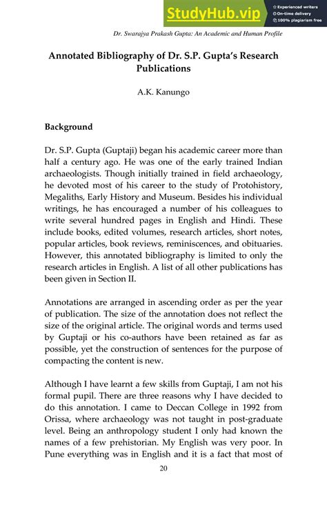 Annotated Bibliography Of Dr. S.P. Gupta S Research Publications | PDF