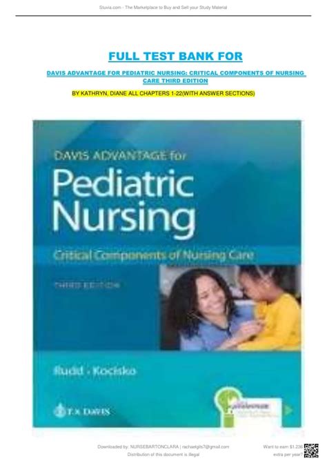 TEST BANK FOR DAVIS ADVANTAGE FOR PEDIATRIC NURSING: CRITICAL ...