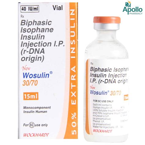 Wosulin 30/70 - 40iu New Injection 15ml Price, Uses, Side Effects ...