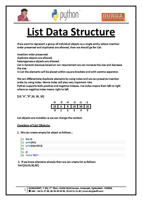 List Data Structure and Functions in Python Programming (Course Code ...