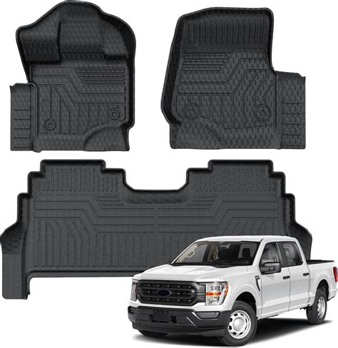 FIILINES Floor Mats for Ford F150 SuperCrew 2021-2024/ F150 Lightning ...