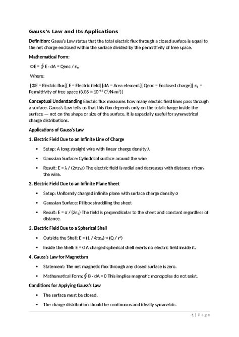 Physics Class 12: Electric Flux, Capacitance & Magnetic Laws Notes ...