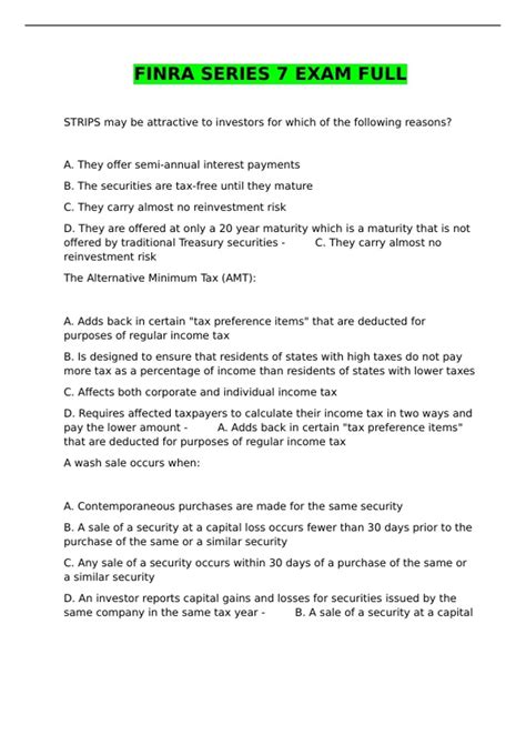 Finra Series 7 Study Guide 2024/2025 question and answers explained in ...
