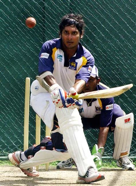 Kumar Sangakkara gets some batting practice against spinners ...