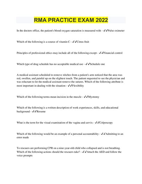 Printable Rma Practice Test