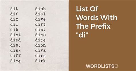 List Of Words With The Prefix "di"