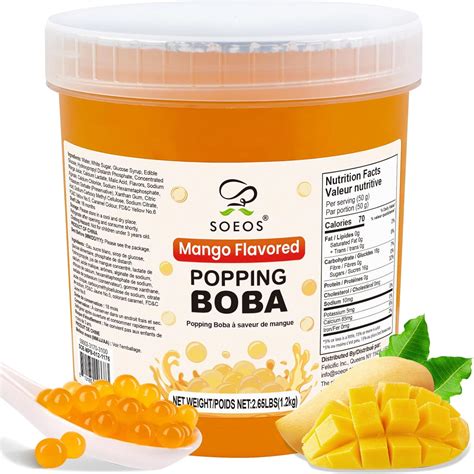 Amazon.com: Soeos Mango Popping Boba Pearls, 1.2kg (2.6 lb), Bursting ...