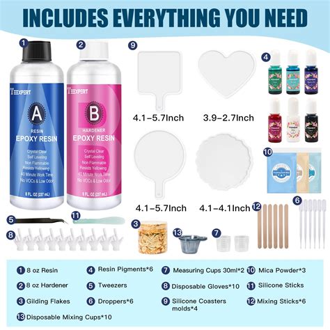 Buy Teexpert Epoxy Resin Kit for Beginners, 474ml Crystal Clear Resin ...