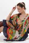 Buy Multi Color Silk V-neck Sara Chinese Theme Print Kaftan For Women ...
