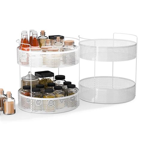 Kuber Industries 2 Pcs Round 2-Tier Kitchen Rack Stand Organiser ...