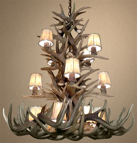 Real Antler Whitetail Tall Spruce Chandelier WTTS - Deer Antler Chandelier