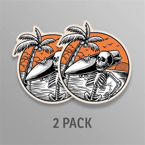 Buy JMM Industries Surfer Skeleton Sticker Decal Dude Hang Ten Rest in ...