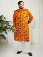 Plus Men's Kurta Pyjama Cotton in Yellow & Cream | VASTRAMAY – vastramay