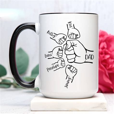 Amazon.com | Personalized Dad Mug, Family Fist Bump Coffee Mug, Dad ...