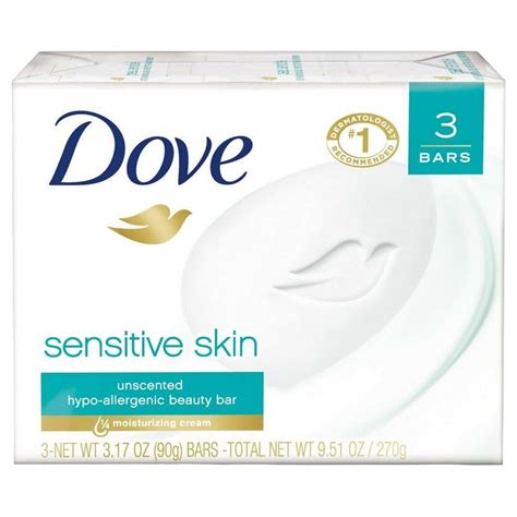 Dove Sensitive Skin Beauty Bar, Moisturizing and Gentle Hand Care ...