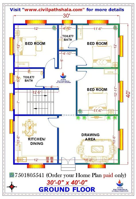 30x40 Home Plan | 1200 sqft Building Plan | Indian House Plan in 2025 ...