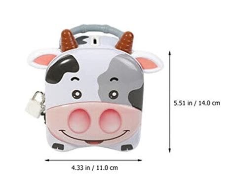 Cute Cow Money Safe Piggy Bank with Lock, Savings Bank for Kids, Made ...