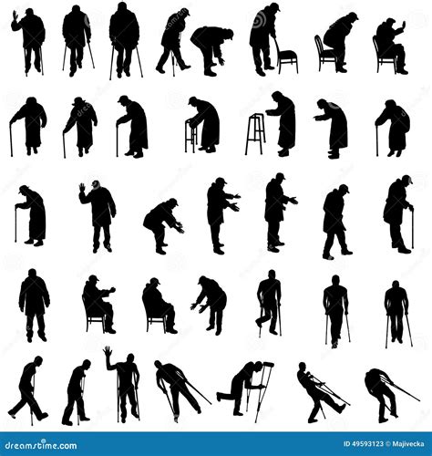 Silhouette Older Man Walking Stick Cartoon Vector | CartoonDealer.com #81784727