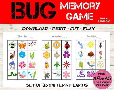 Bug Memory Game - Bug Party Game - Printable Insect Party Game - Bug ...