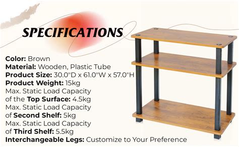 Livzing 3 Tier Turn-N-Tube Wooden Bedside Table for Bedroom ...