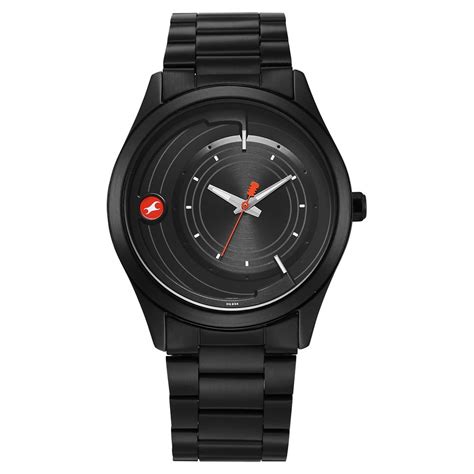 Buy Online Fastrack Groove Quartz Analog Black Dial Black Stainless ...