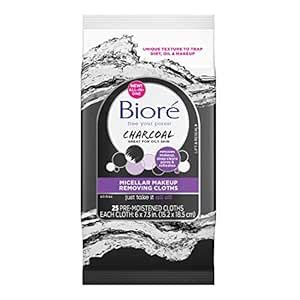 Buy Biore Charcoal Makeup Removing Cloths, with Micellar Cleansing ...