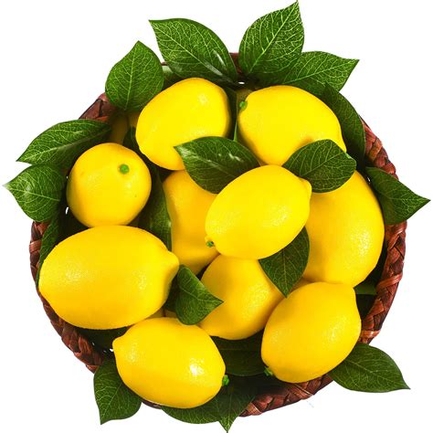 Amazon.com: Solsew 48 Pack Fake Lemons Artificial Fruits with Leaves, 3 ...