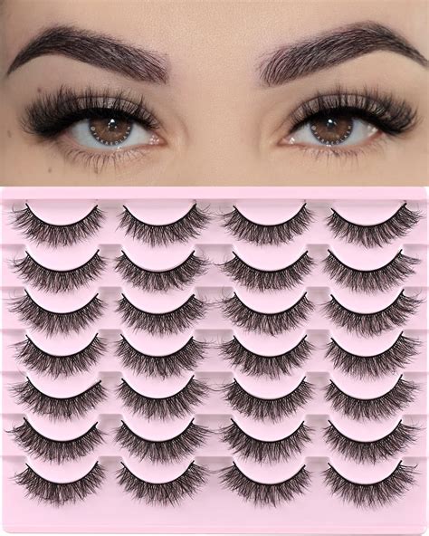 Amazon.com: FARRED Natural Lashes Short Eyelashes Wispy False Mink Lash Pack 14 Pair Natural ...
