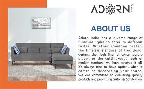 Adorn India Daniel L Shape 6 Seater Sofa Set RHS (Grey) (3 Year ...