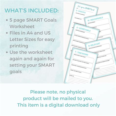 SMART Goals Worksheet PDF - SMART Goals Template - Smart Goal Setting ...