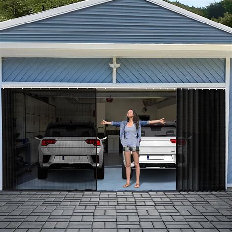Sliding Garage Door Screen with Track Closure,16x7Ft Garage Door ...