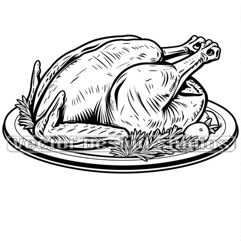 Cooked Turkey Outline Clip Art