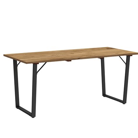 Garden Table for 6, 175 x 80 cm Large Rectangle Outdoor Dining Table with 5cm Parasol Hole and ...
