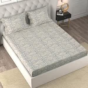Cloth Fusion Glace Cotton Bed Sheet King Size Bed with 2 Pillow Covers ...