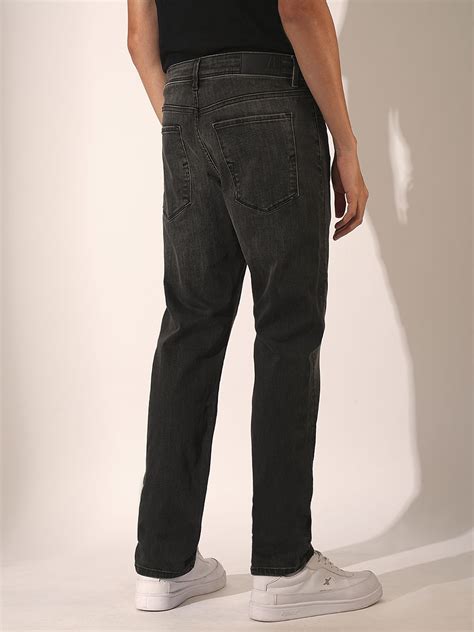 Buy Dark Grey Mid Rise Straight Fit Jeans for Men Online
