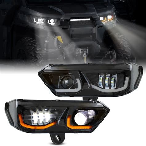Amazon.com: SAUTVS LED Headlights Assembly Kit for Can-Am Defender 2016-2025, LED Head Lights ...