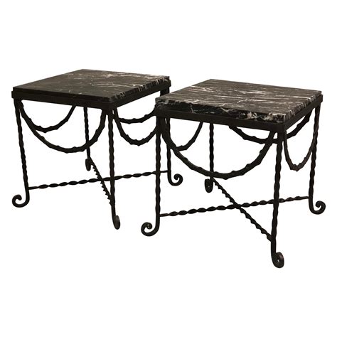 Sante Mingazzi Liberty Wrought Iron Marble Italian Side Table For Sale ...