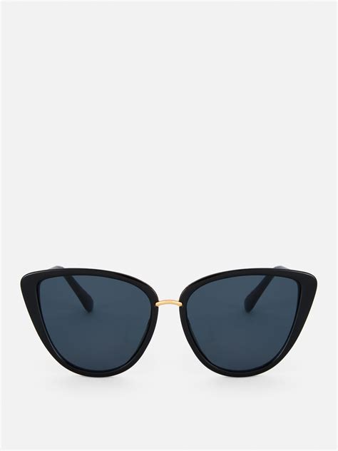 Womens Black Metallic Trim Cat Eye Sunglasses | Primark