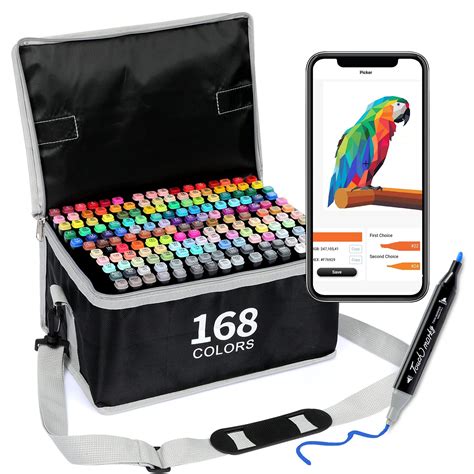 Buy AEDAGA 168+2 Colors Alcohol Markers, Free APP for Coloring, Dual ...