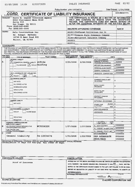 Liability Insurance Certificate 的图像结果