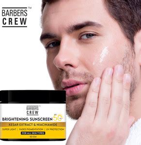 Barbers Crew Sunscreen - SPF 50 PA+++ Sunscreen SPF 50 with Kesar ...