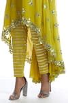 Buy Green Organza, Crepe, Georgette Round Asymmetric Kurta And Pant Set ...