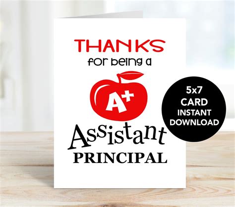 Assistant Principal Card, Assistant Principal Appreciation Card, Assistant Principal Printable ...