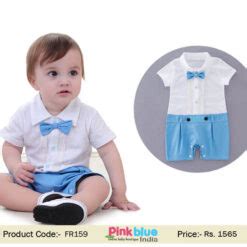Black and Gray Baby Boy Formal Rompers in Half Sleeves in India