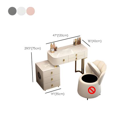 Lighted Mirror Vanity Dressing Table Set with Storage Drawers & Chair ...
