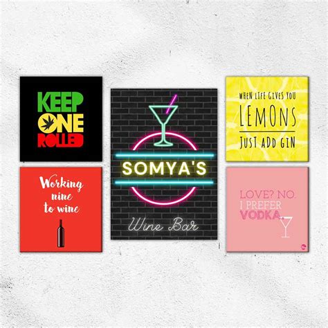 Buy Wall Art Decor Set Gallery Wrapped Prints -Bar Designs – Nutcase